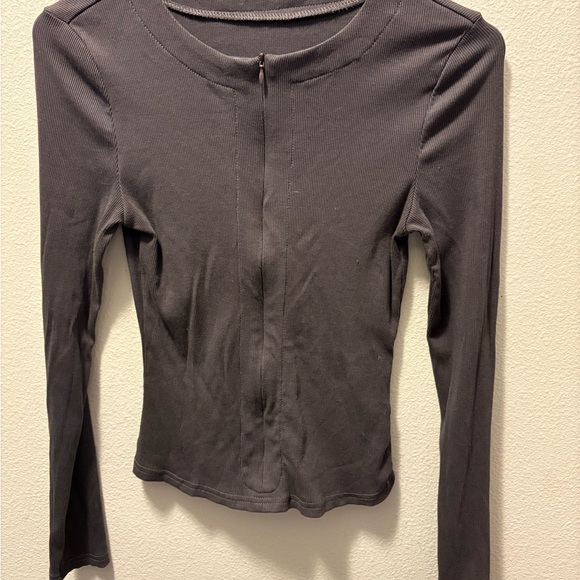 Blue Long Sleeve Women's Top V neck - Picture 3 of 5